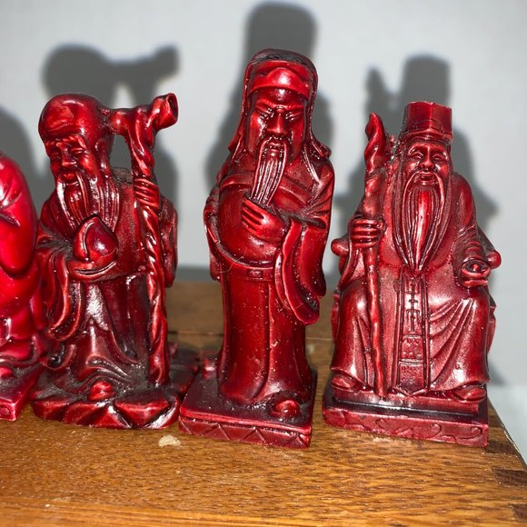 Set of 5 Red Chinese UCGC Resin Figures - Picture 3 of 11